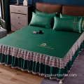 Jupe de lit matelassée de couleur unie king